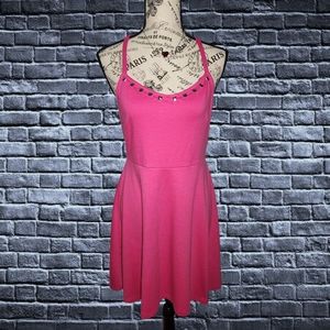 Upcycled Reworked Custom Studded Old Navy Knit Cami Dress Hot Pink Medium
